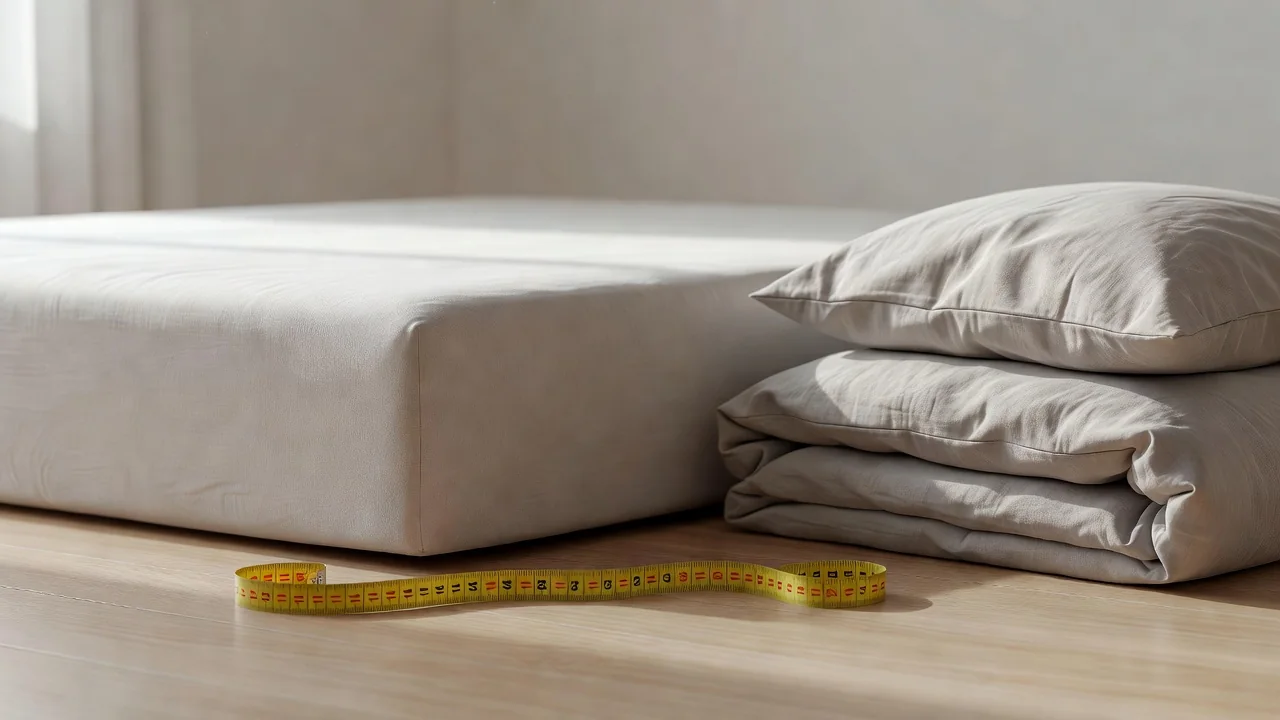 Colchón de firmeza media en dormitorio luminoso con base tapizada