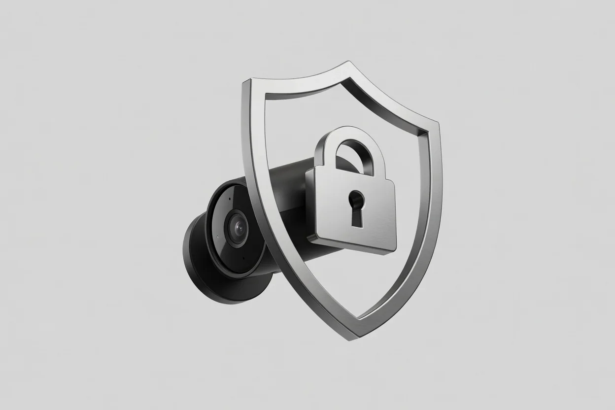 Cámara IP con escudo protector simbólico