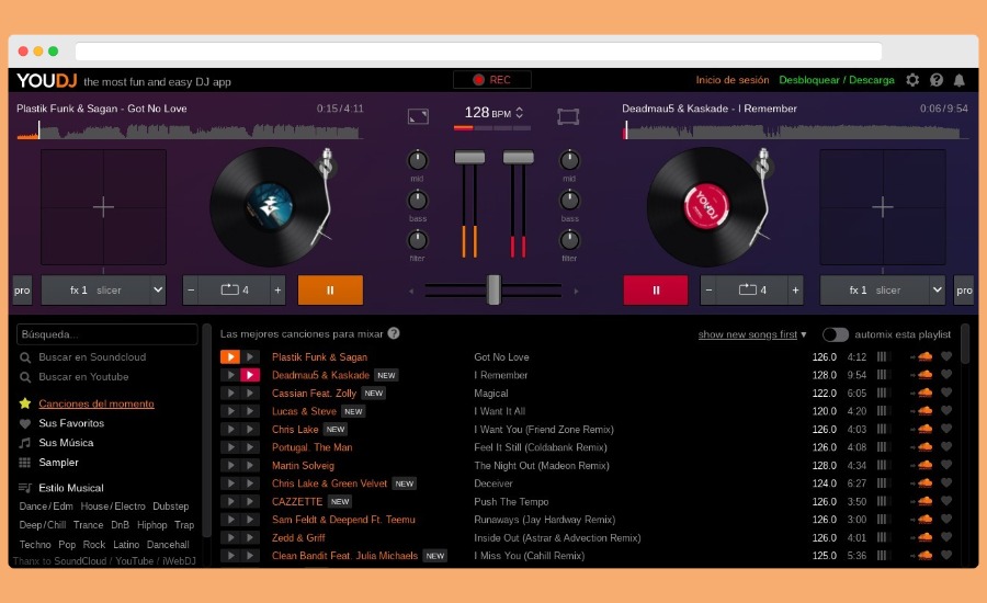 YouDJ: mezcla música de YouTube